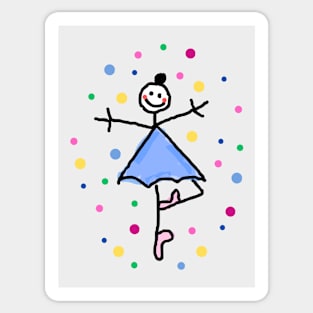 Little ballerina with blue tutu and dots Sticker